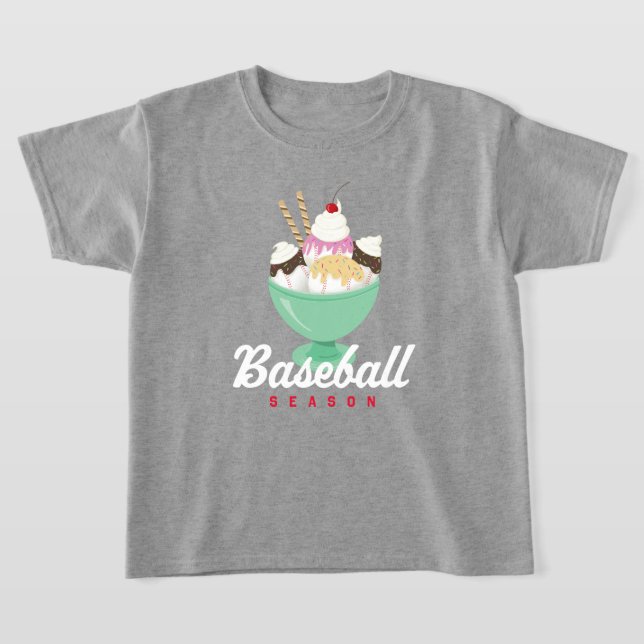 Baseball Season Ice Cream Sundae T-Shirt (Laydown)