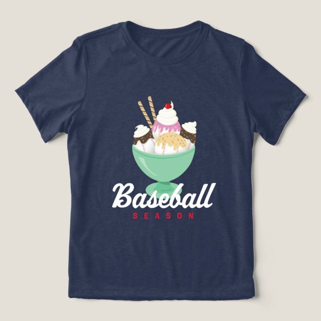 Baseball Season Ice Cream Sundae T-Shirt Tri-Blend Shirt (Design Front)