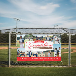 Baseball Season Team Congratulations Photo Collage Banner