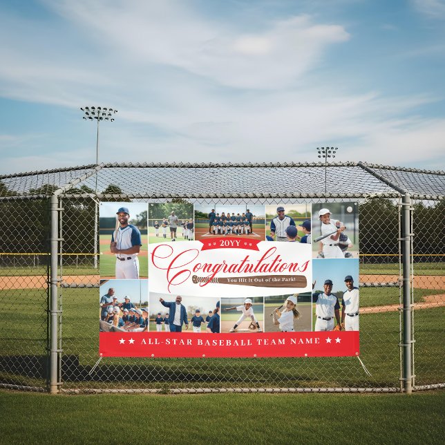Baseball Season Team Congratulations Photo Collage Banner (Baseball Season Team Congratulations Photo Collage Banner)