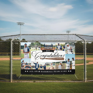 Baseball Season Team Congratulations Photo Collage Banner