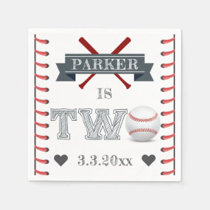 Baseball Second Birthday Personalized Napkins