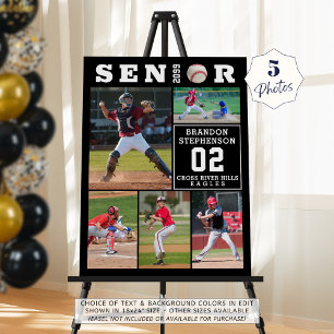 Baseball Senior Graduation 5 Photo Collage Foam Board