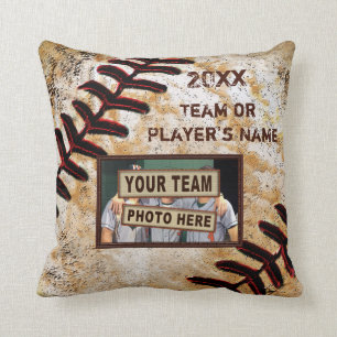 Baseball Senior Night Gifts, Your Photo and Text Throw Pillow
