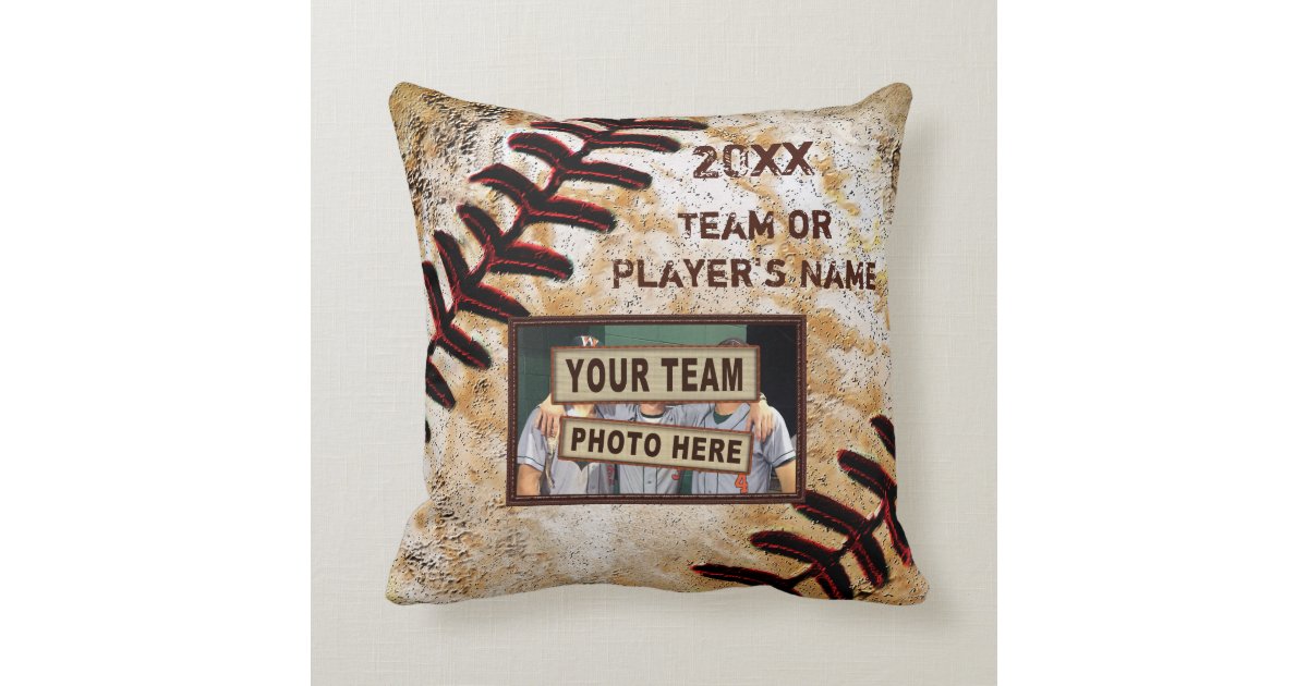 Baseball Senior Night Gifts, Your Photo and Text Throw Pillow | Zazzle.com