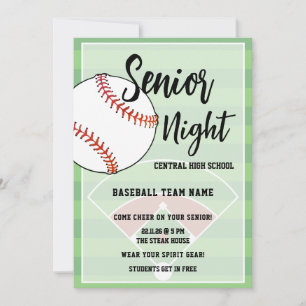 Baseball Senior Night High School Party Invitation