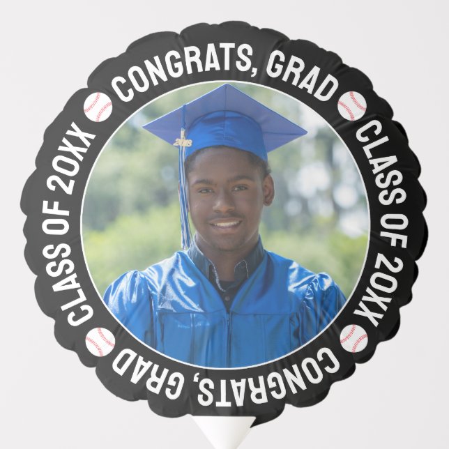 Baseball Seniors Graduation Congrats Custom Photo Balloon (Front)