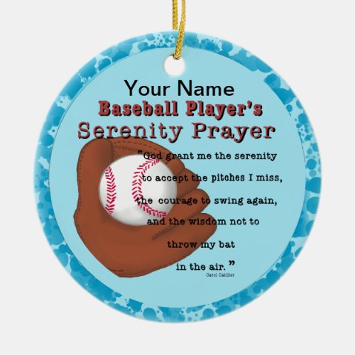 Baseball Serenity Prayer Ceramic Ornament