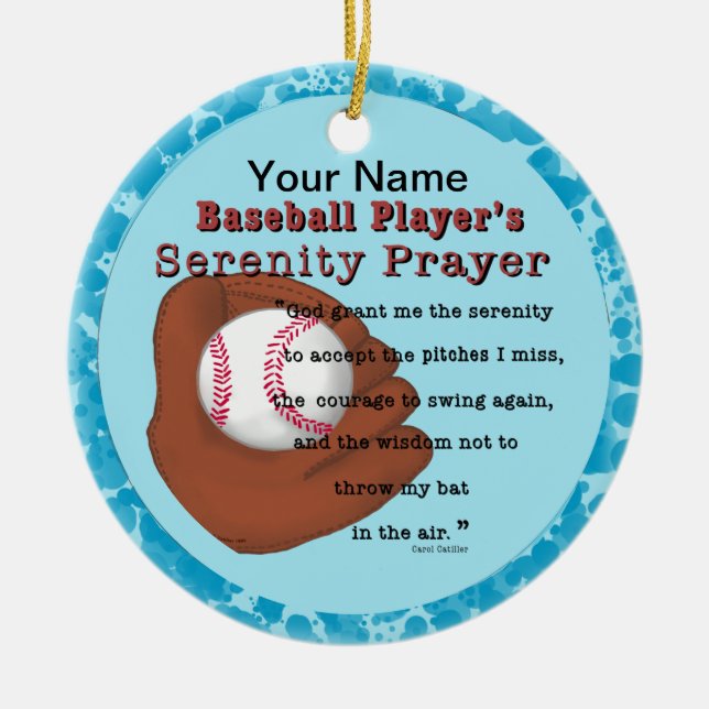 Baseball Serenity Prayer Ceramic Ornament (Front)