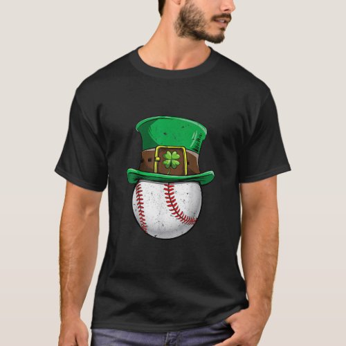 Baseball Shamrock Funny Patricks Day Clover Lucky  T_Shirt