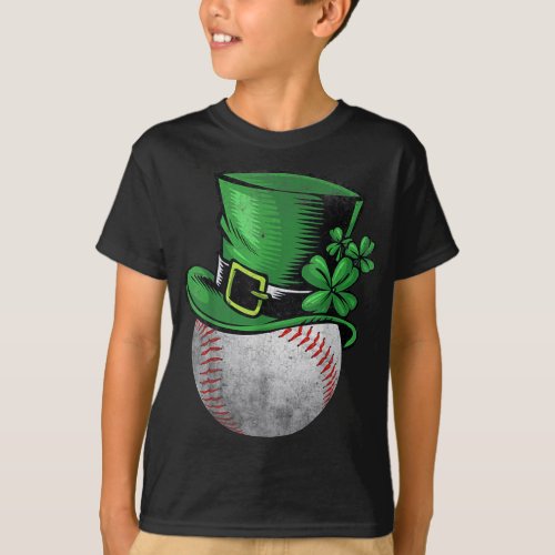 Baseball Shamrock Funny Patricks Day Clover Lucky  T_Shirt