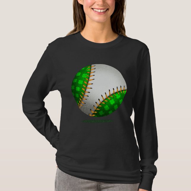 Baseball Shamrock Retro St Patricks Day Irish Spor T-Shirt (Front)