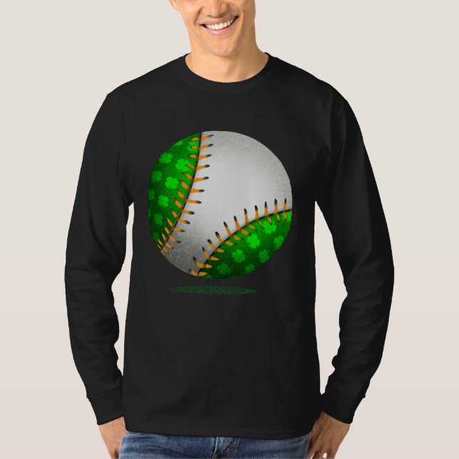 Baseball Shamrock Retro St Patricks Day Irish Spor T-Shirt (Front)