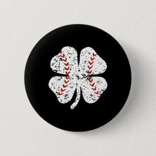 Baseball Shamrock St Patricks Day Pitcher Hitter B Button
