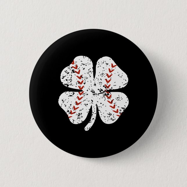 Baseball Shamrock St Patricks Day Pitcher Hitter B Button (Front)