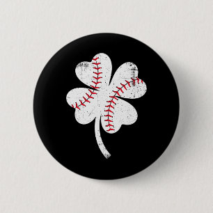 Baseball Shamrock St Patricks Day Saint Paddys Men Button