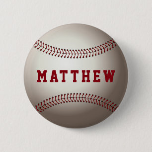 Baseball Shape Personalized Name Pinback Button