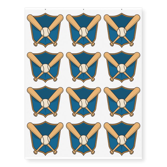 Baseball Shield Temporary Tattoos (Front)
