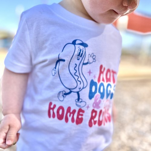 Baseball Shirt for Kids Hot Dogs  Home Runs Tee