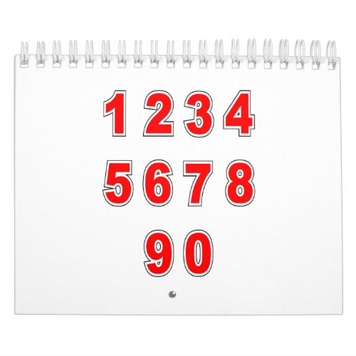 Baseball Shirt Numbers Calendar