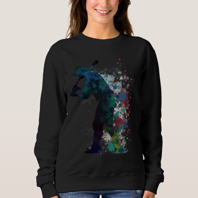 Baseball silhouette  player variegated colors desi sweatshirt (Front)