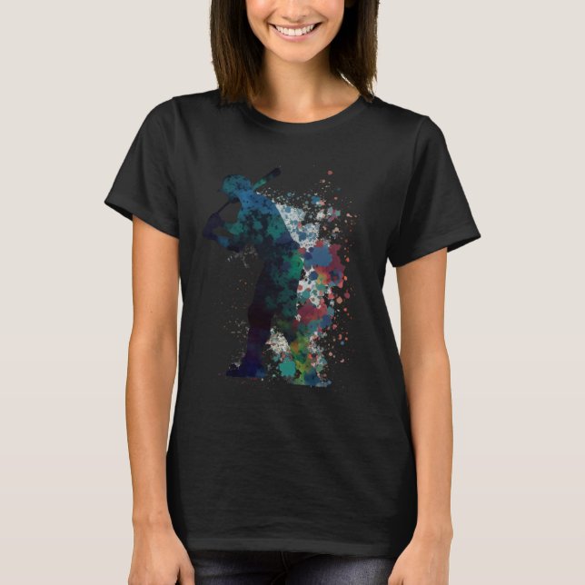 Baseball silhouette  player variegated colors desi T-Shirt (Front)