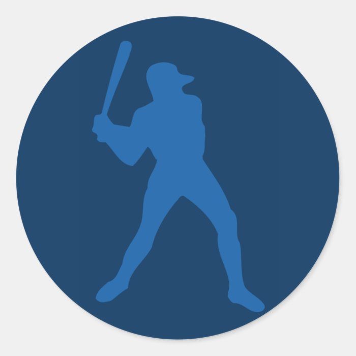 baseball silhouette round sticker