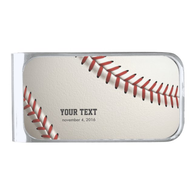 Baseball Silver Finish Money Clip (Front)