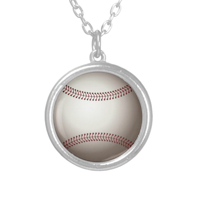 Baseball Silver Plated Necklace (Front)
