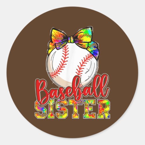 Baseball Sister Cute Baseball Gift For Sisters Classic Round Sticker