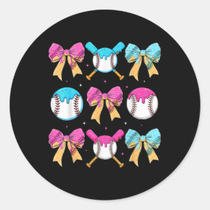 Baseball Sister Drip Bow Ice Cream Drip Girls Spri Classic Round Sticker