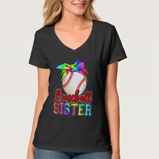 Baseball Sister Leopard Heart Mothers Day Girls Wo T-Shirt (Front)