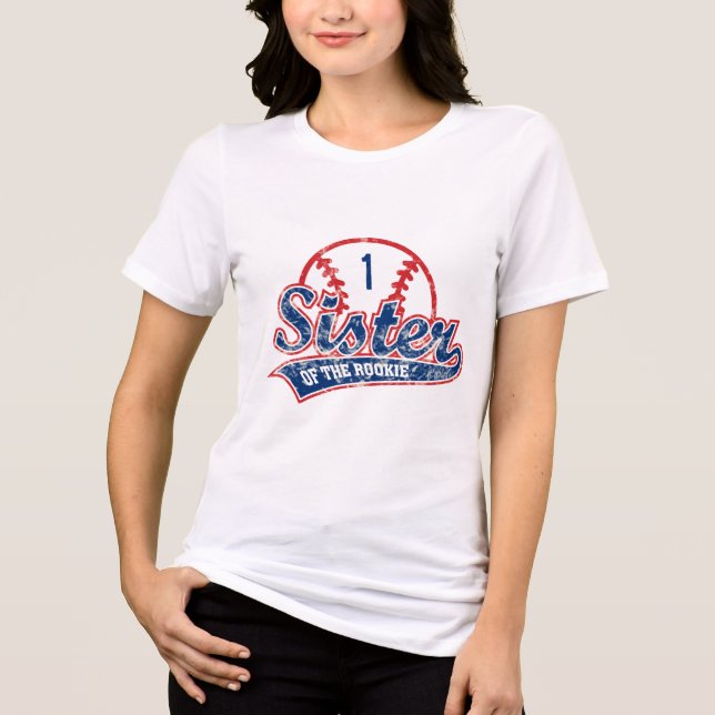 Baseball Sister of the Rookie 1st Birthday Party Tri-Blend Shirt (Front)