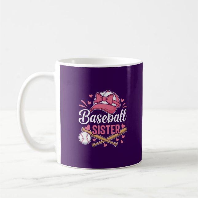 Baseball Sister Pink Bow Coffee Mug (Left)