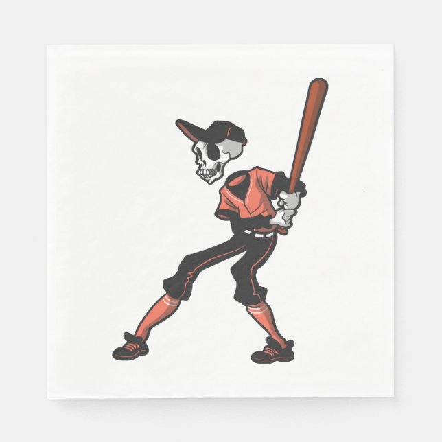baseball skeleton design for baseball players napkins (Front)