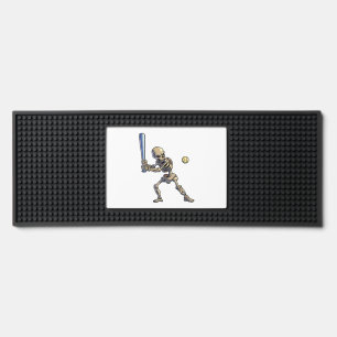 Baseball Skeleton Halloween Bar Mat