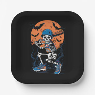 Baseball Skeleton Halloween Baseball Halloween Paper Plates