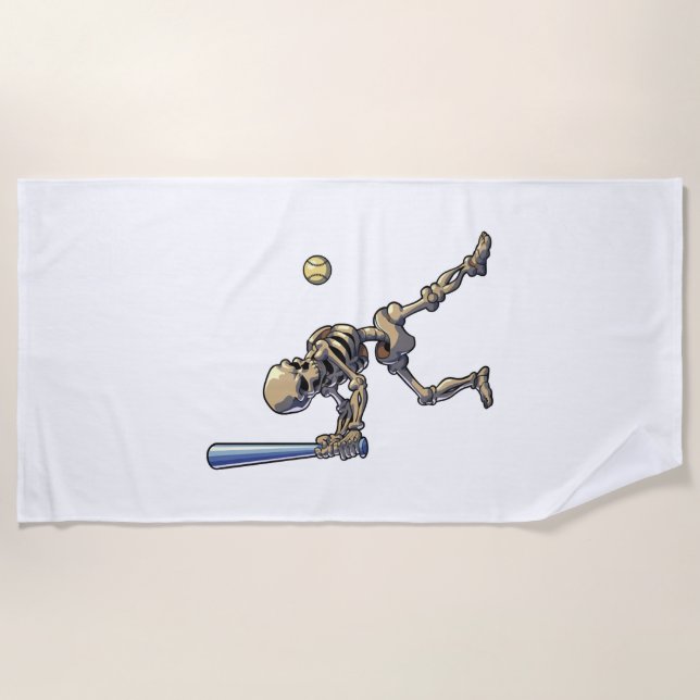 Baseball Skeleton Halloween Beach Towel (Front)