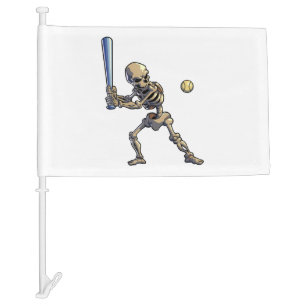 Baseball Skeleton Halloween Car Flag