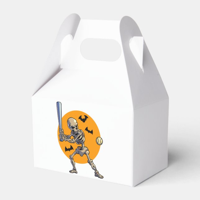 Baseball Skeleton Halloween Men Boys Baseball Hall Favor Boxes (Front Side)