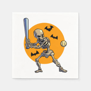 Baseball Skeleton Halloween Men Boys Baseball Hall Napkins