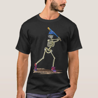 Baseball Skeleton Halloween Men Boys Baseball Hall T-Shirt