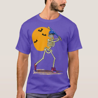 Baseball Skeleton Halloween Men Boys Baseball Hall T-Shirt