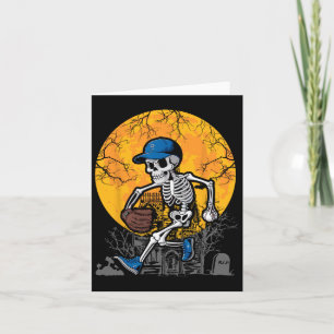 Baseball Skeleton Halloween Men Boys Baseball Spoo Card