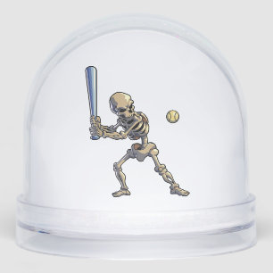 Baseball Skeleton Halloween Snow Globe