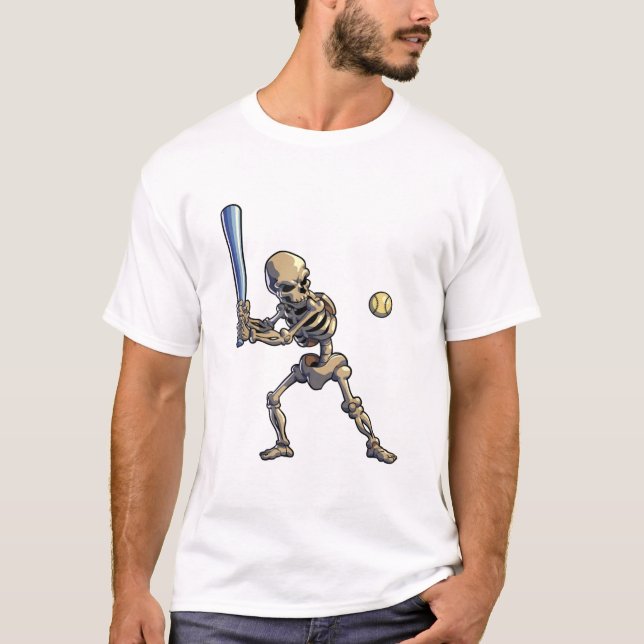 Baseball Skeleton Halloween T-Shirt (Front)