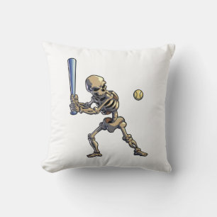 Baseball Skeleton Halloween Throw Pillow