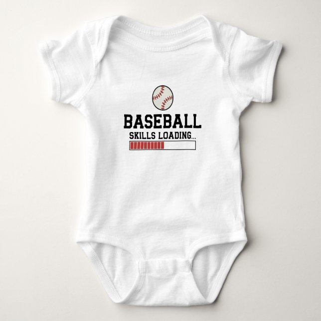 Baseball Skills Loading | Baseball Player Baby Bodysuit (Front)