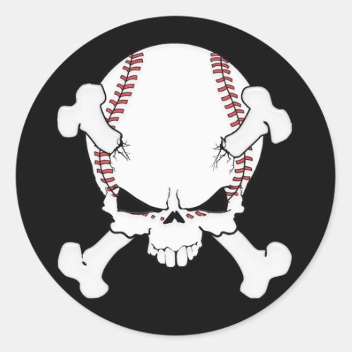 Baseball Skull Classic Round Sticker