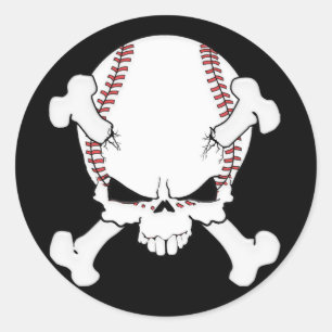 Baseball Skull Classic Round Sticker
